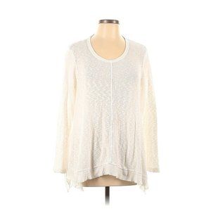 Left of Center Boho Lightweight Oversized Slub Knit Gauzy Asymmetric Sweater/Top